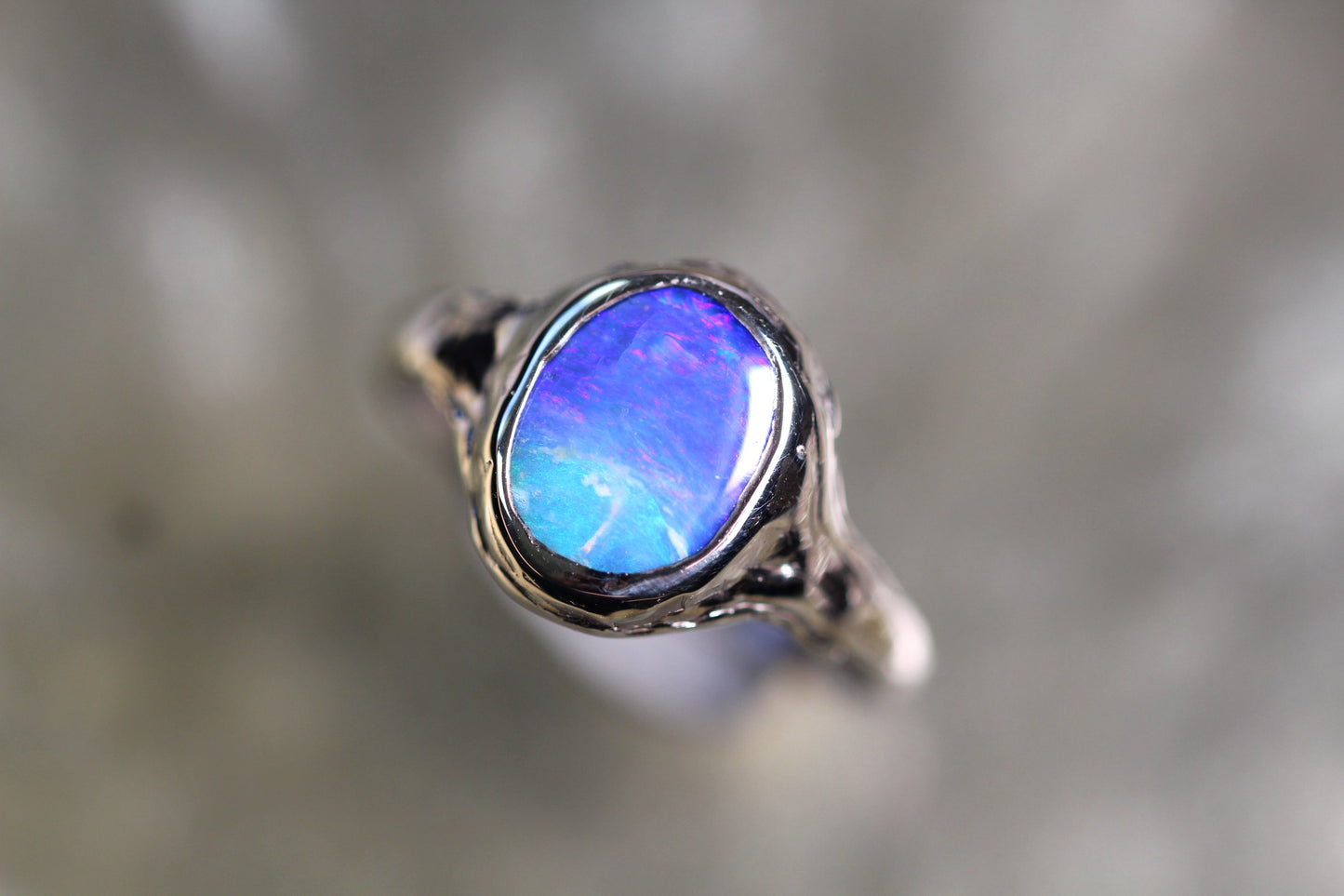 Boulder Opal and Sterling Silver Ring