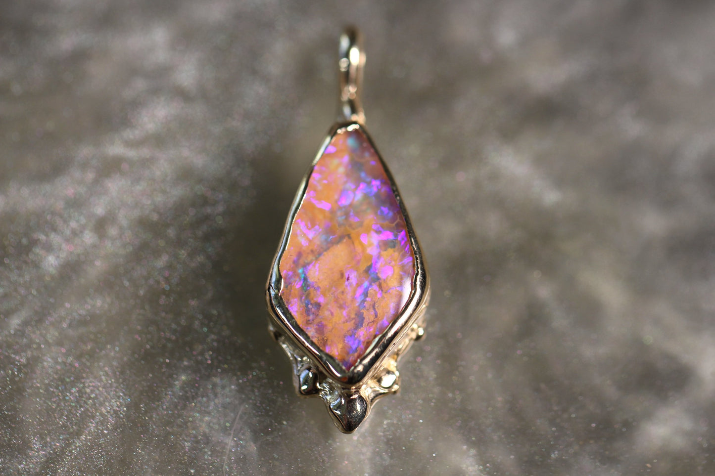 Pipe Opal and Solid 9ct Yellow Gold Pendant