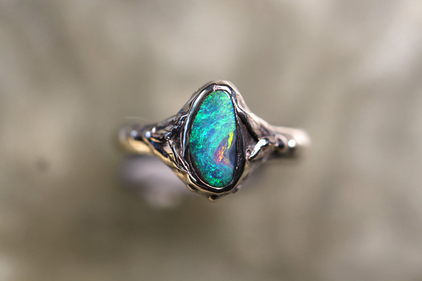 Boulder Opal and Sterling Silver Ring