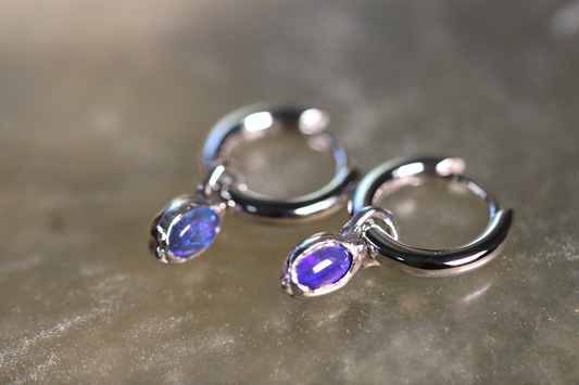 Lightning Ridge Opal and Sterling Silver Earrings