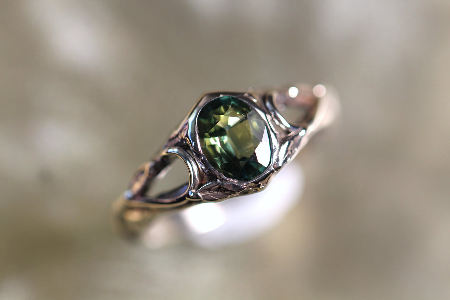 Australian Parti Sapphire and Sterling Silver Ring