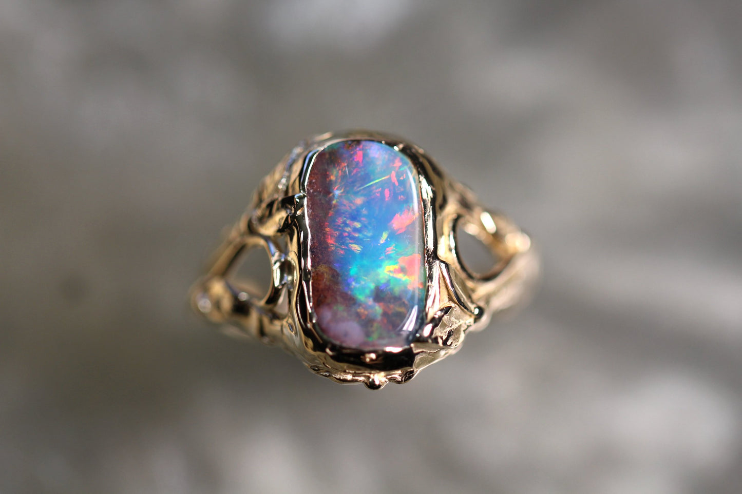 Boulder Opal and Solid 9ct Yellow Gold Ring