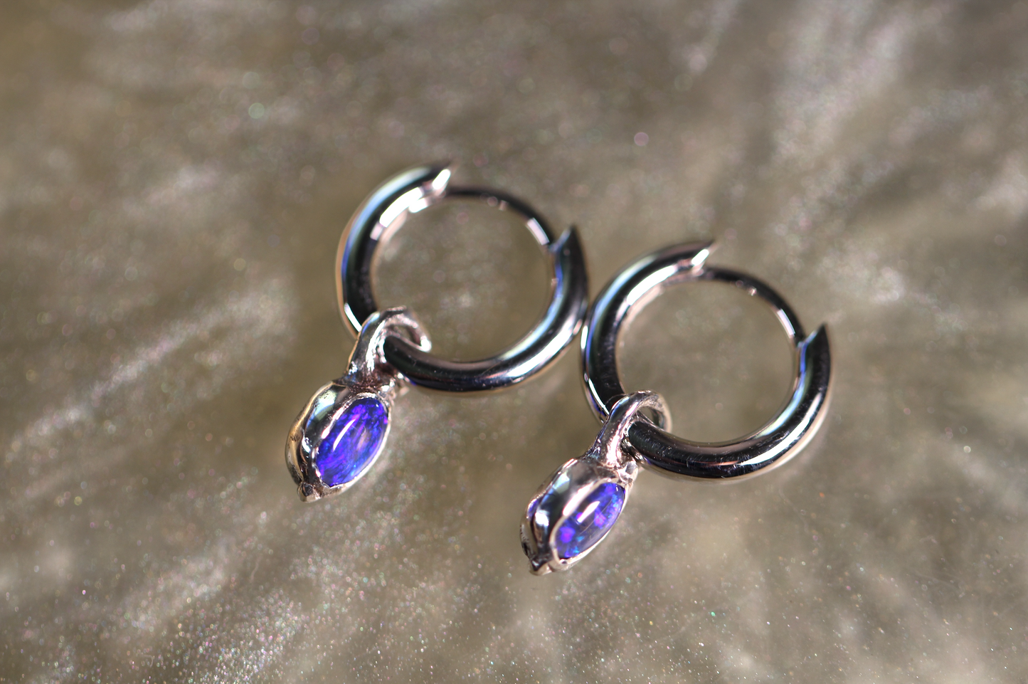 Lightning Ridge Opal and Sterling Silver Earrings