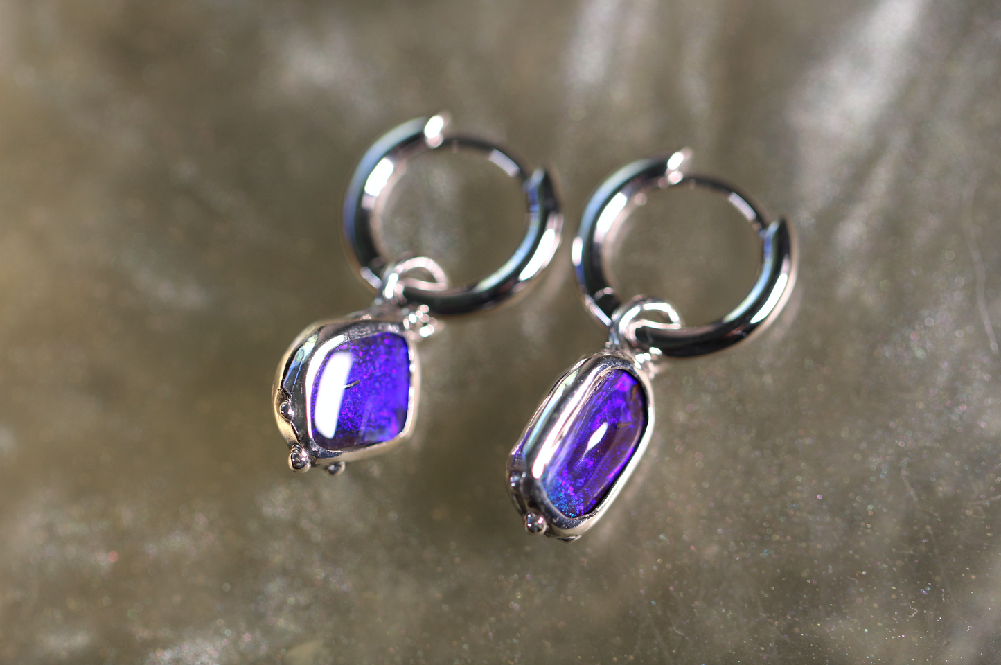 Boulder Opal and Sterling Silver Earrings