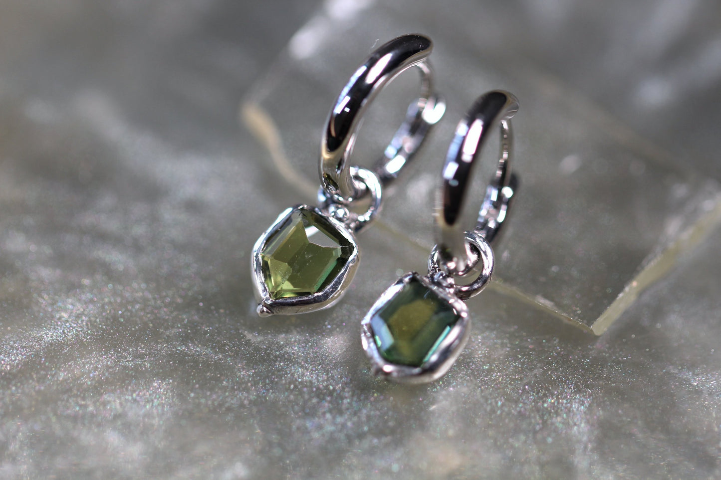 Australian Parti Sapphire and Sterling Silver Earrings