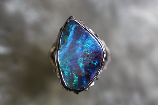 Boulder Opal and Sterling Silver Ring
