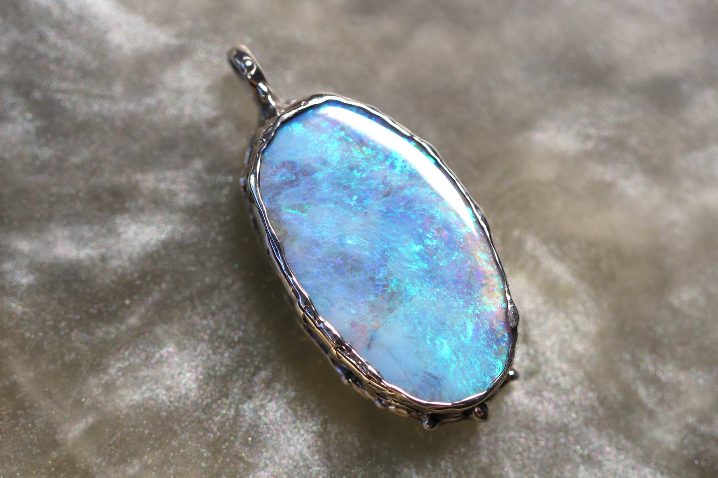Boulder Opal and Sterling Silver Pendant