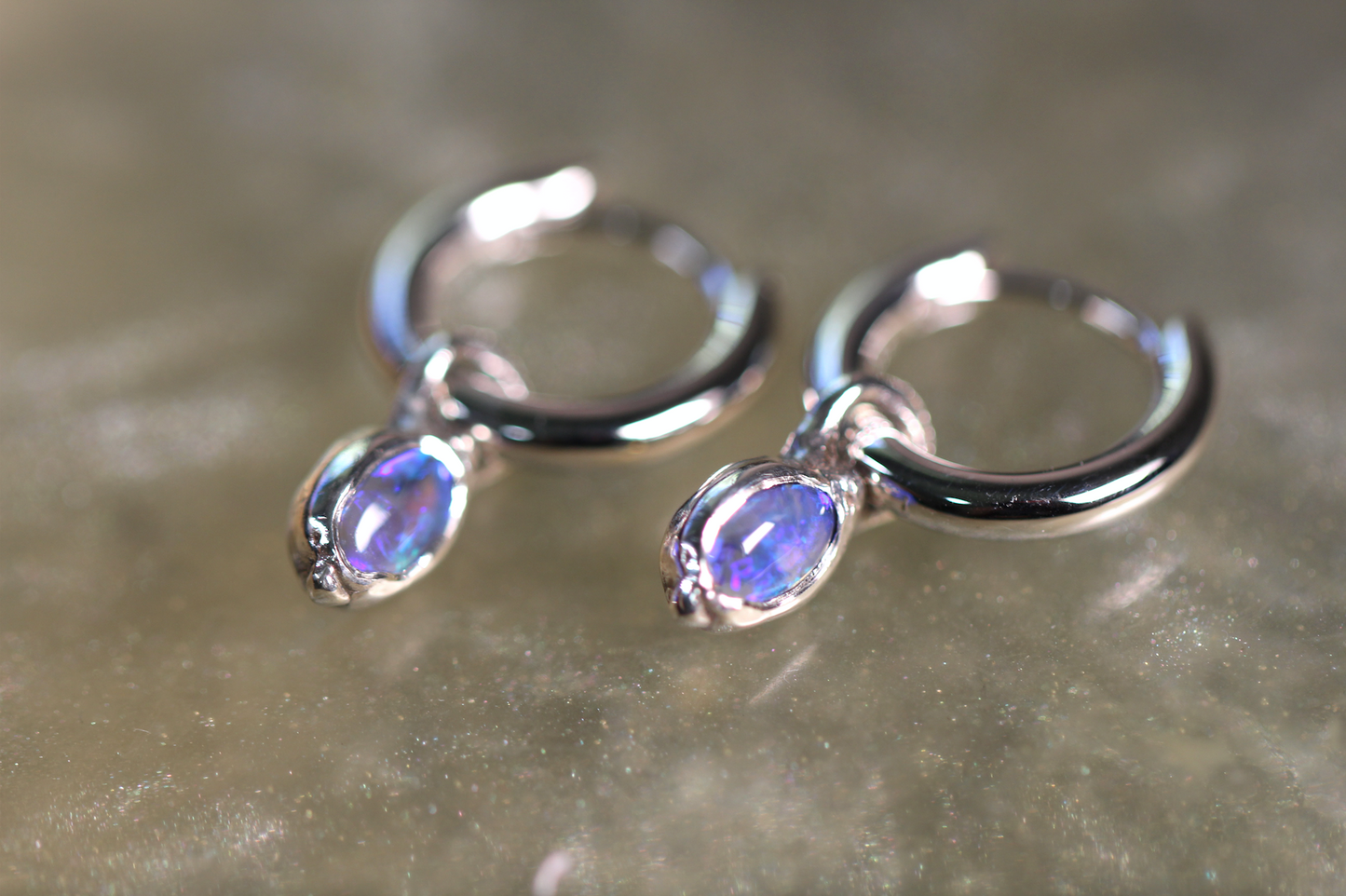 Lightning Ridge Opal and Sterling Silver Earrings