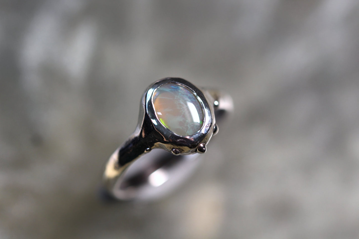 Lightning Ridge Opal and Sterling Silver Ring
