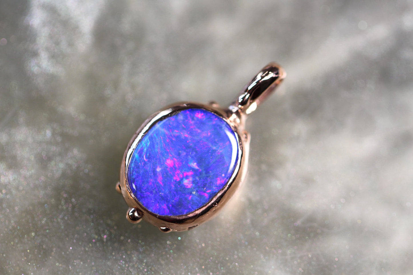 Boulder Opal and Solid 9ct Rose Gold Pendant