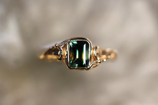 1.65ct Australian Parti Sapphire and Solid 9ct Yellow Gold Ring