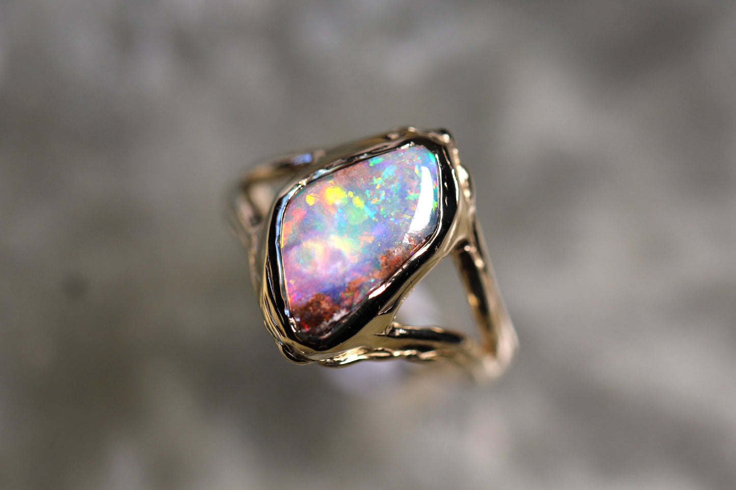 Boulder Opal and Solid 9ct Yellow Gold Ring