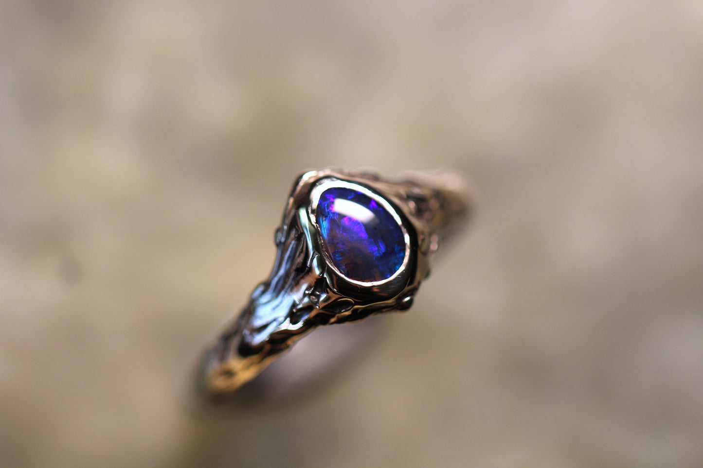 Lightning Ridge Opal and Sterling Silver Ring
