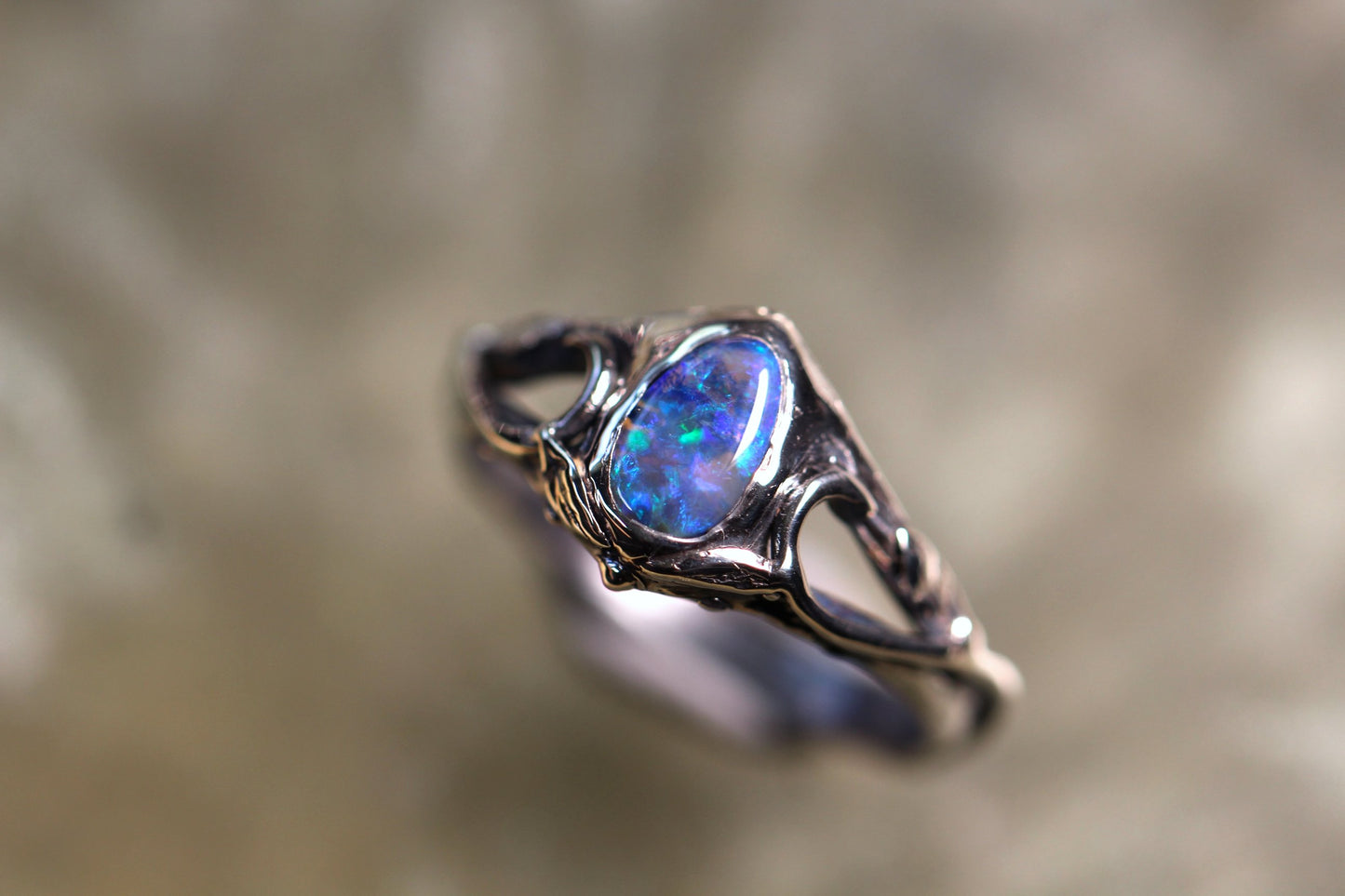 Lightning Ridge Opal and Sterling Silver Ring