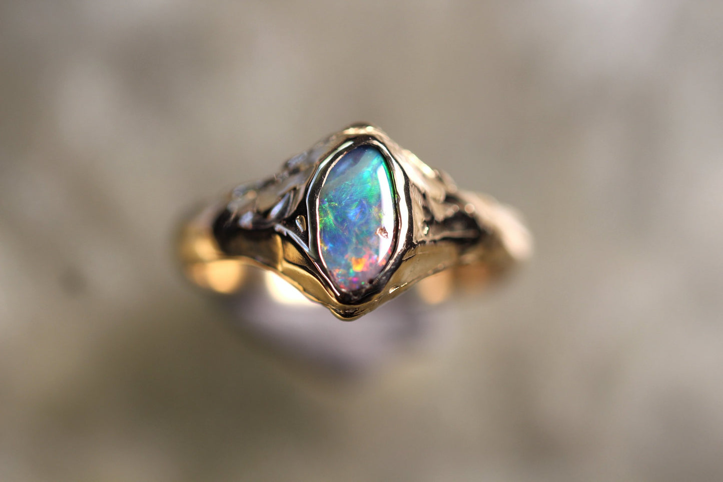 Boulder Opal and Solid 9ct Yellow Gold Ring