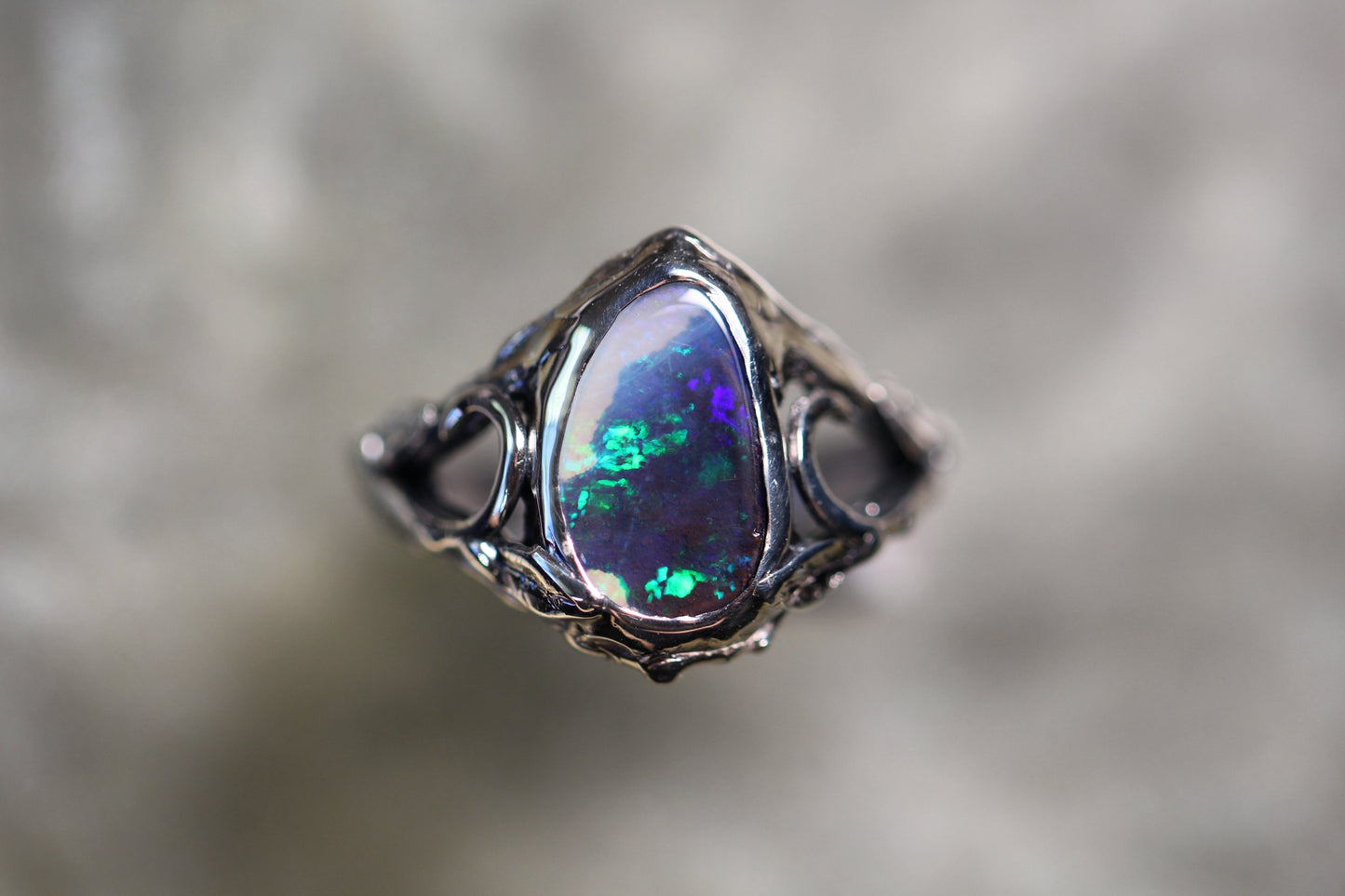 Boulder Opal and Sterling Silver Ring