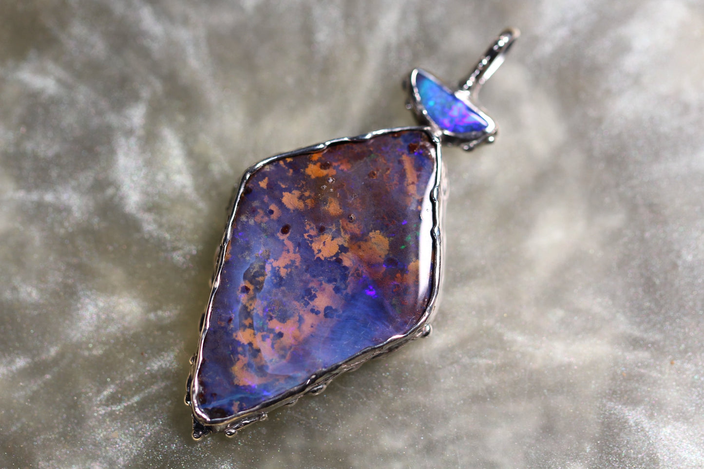 Boulder Opal and Sterling Silver Pendant