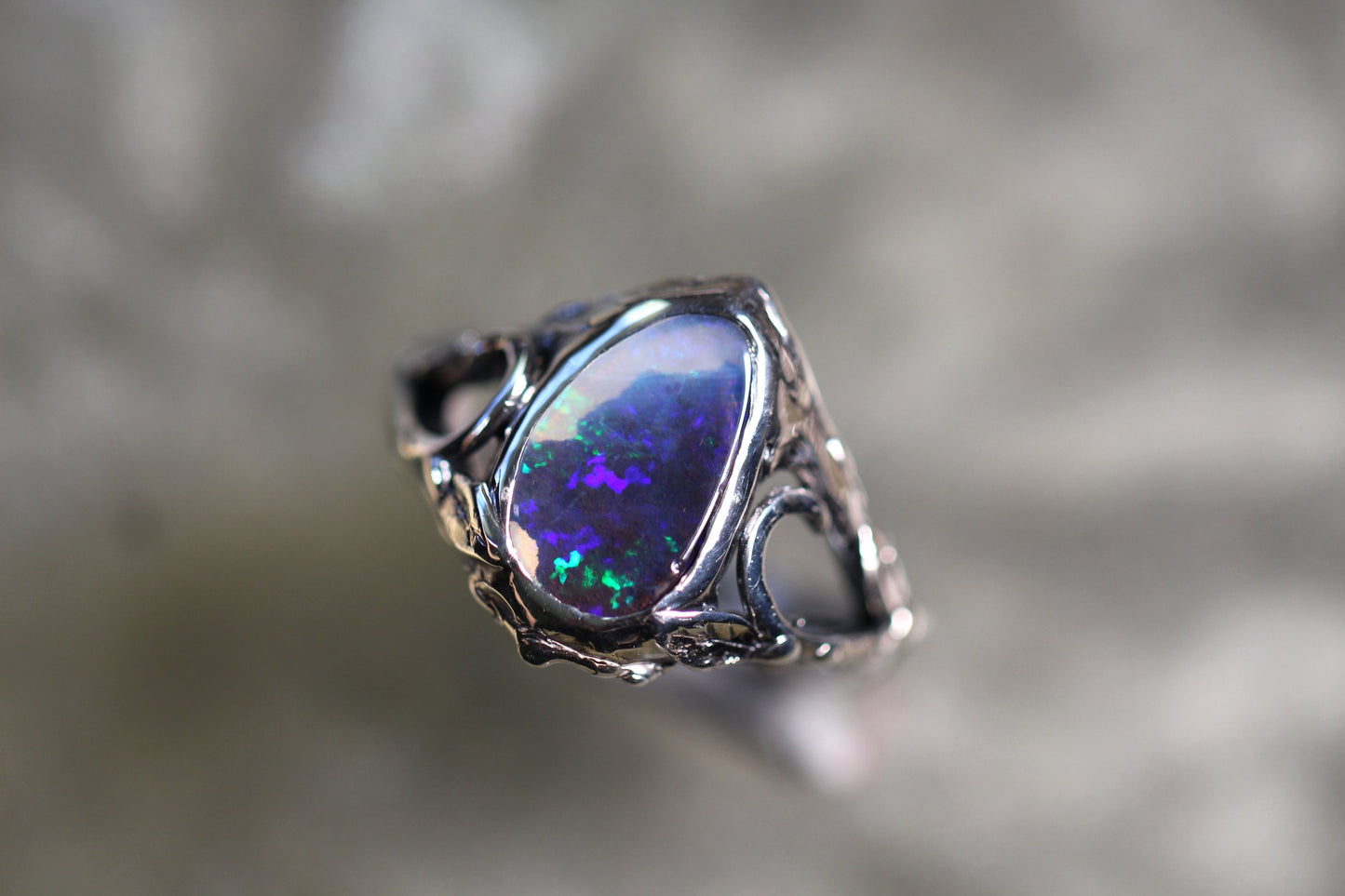 Boulder Opal and Sterling Silver Ring