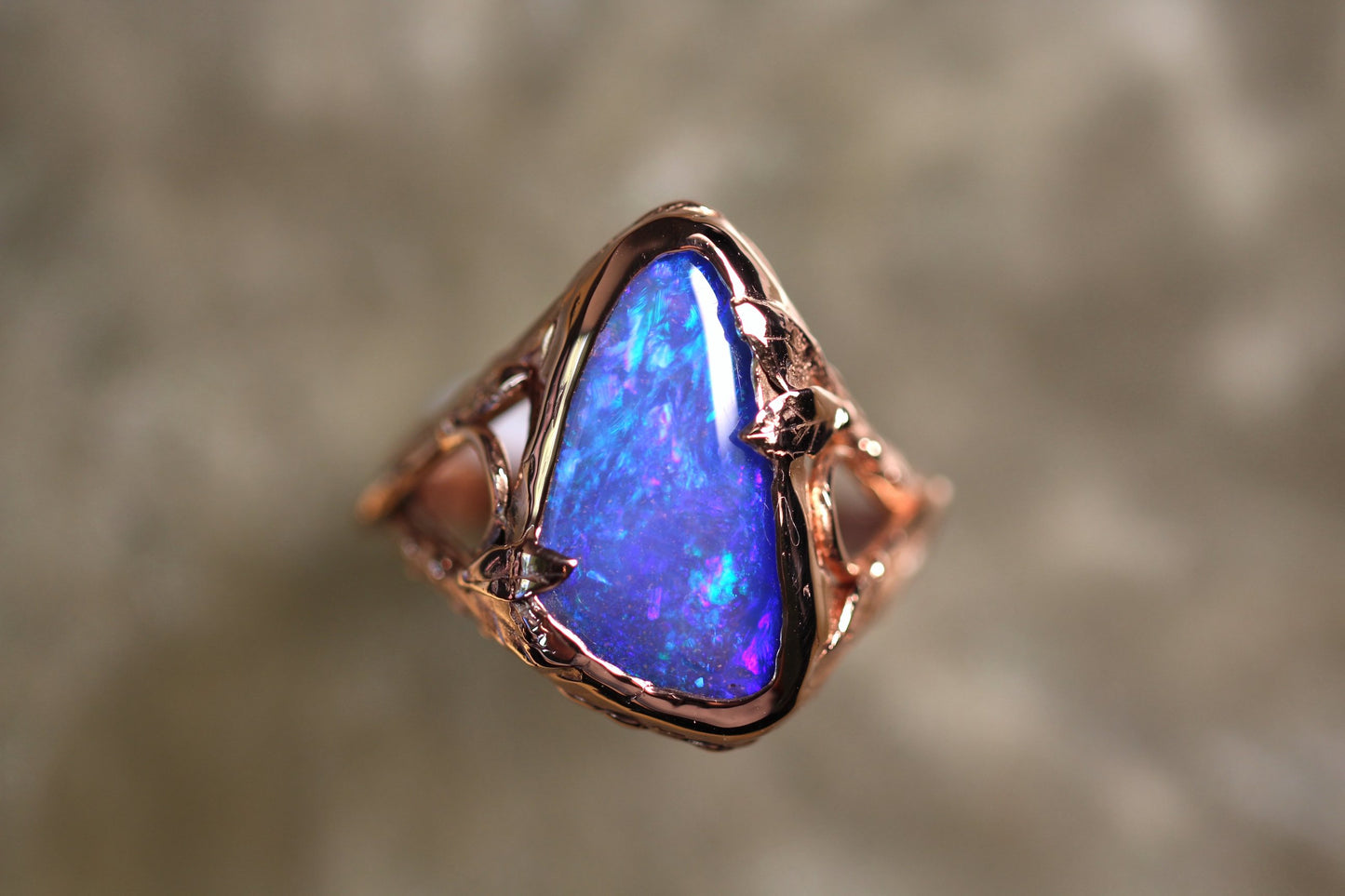 Boulder Opal and Solid 9ct Rose Gold Ring