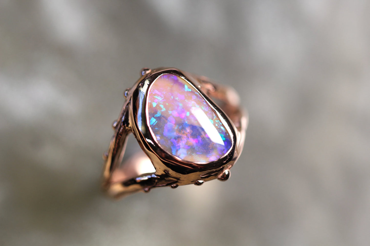Boulder Opal and Solid 9ct Rose Gold Ring