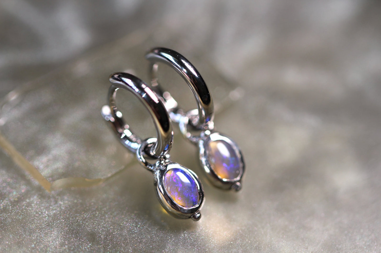 Lightning Ridge Opal and Sterling Silver Earrings