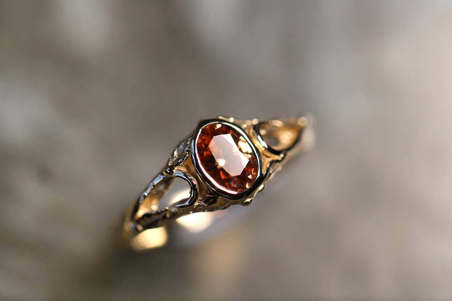 Australian Harts Range Zircon and Solid 9ct Yellow Gold Ring