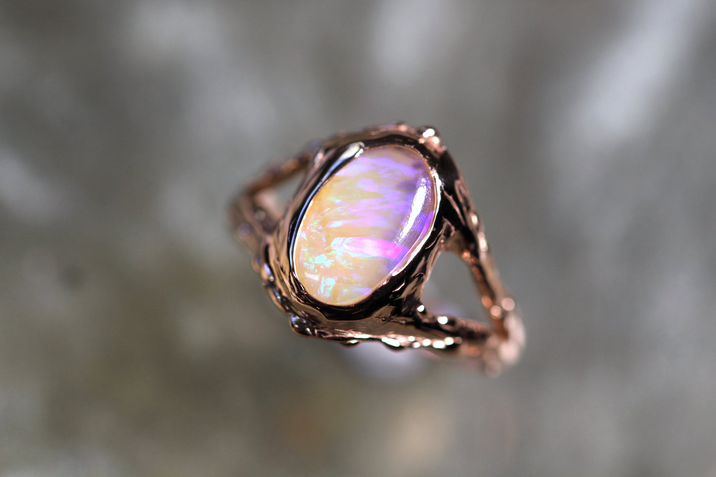Boulder Opal and Solid 9ct Rose Gold Ring