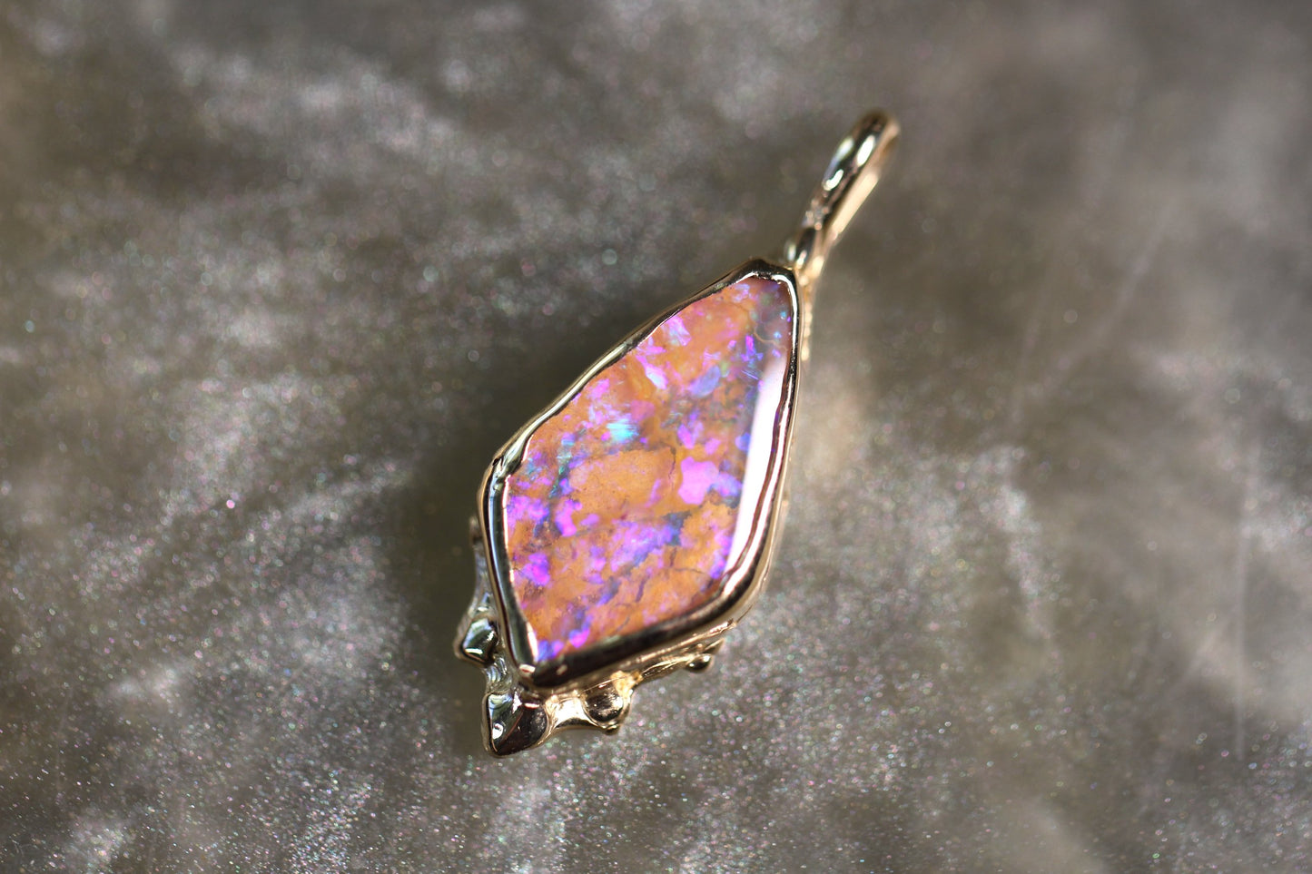 Pipe Opal and Solid 9ct Yellow Gold Pendant