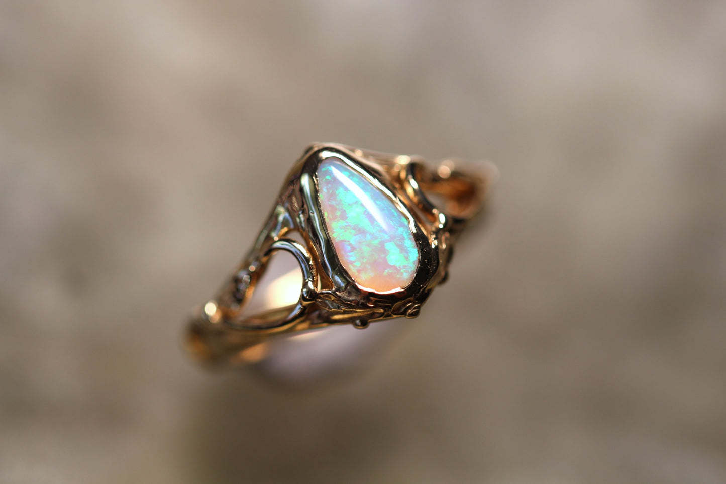 Lightning Ridge Opal and Solid 9ct Yellow Gold Ring