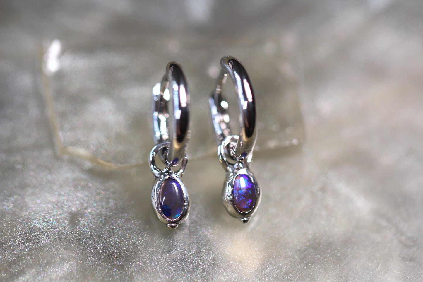 Lightning Ridge Opal and Sterling Silver Earrings