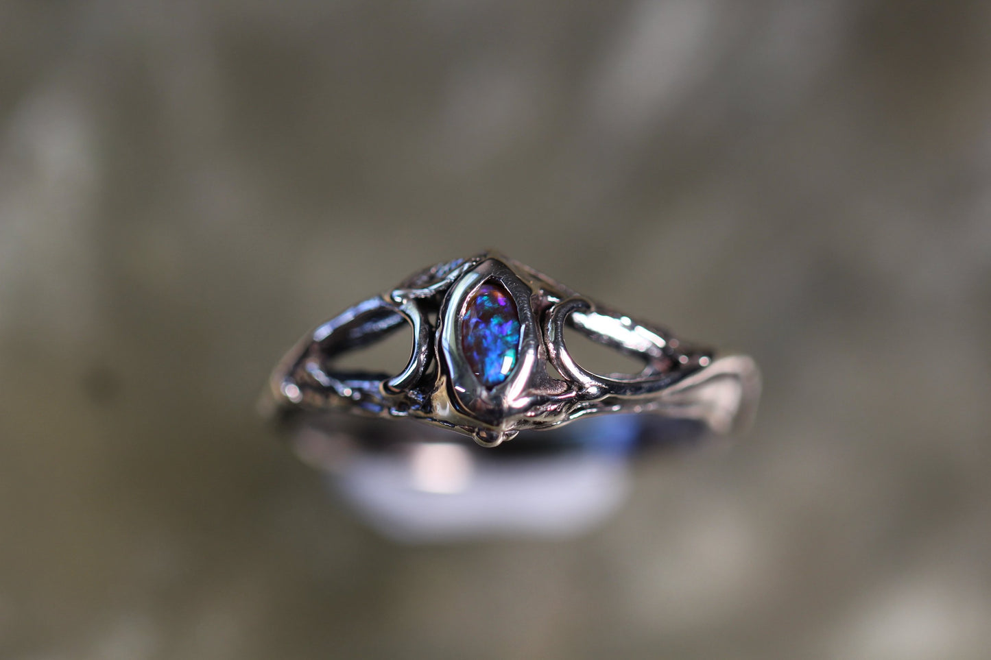 Custom Lightning Ridge Opal Ring
