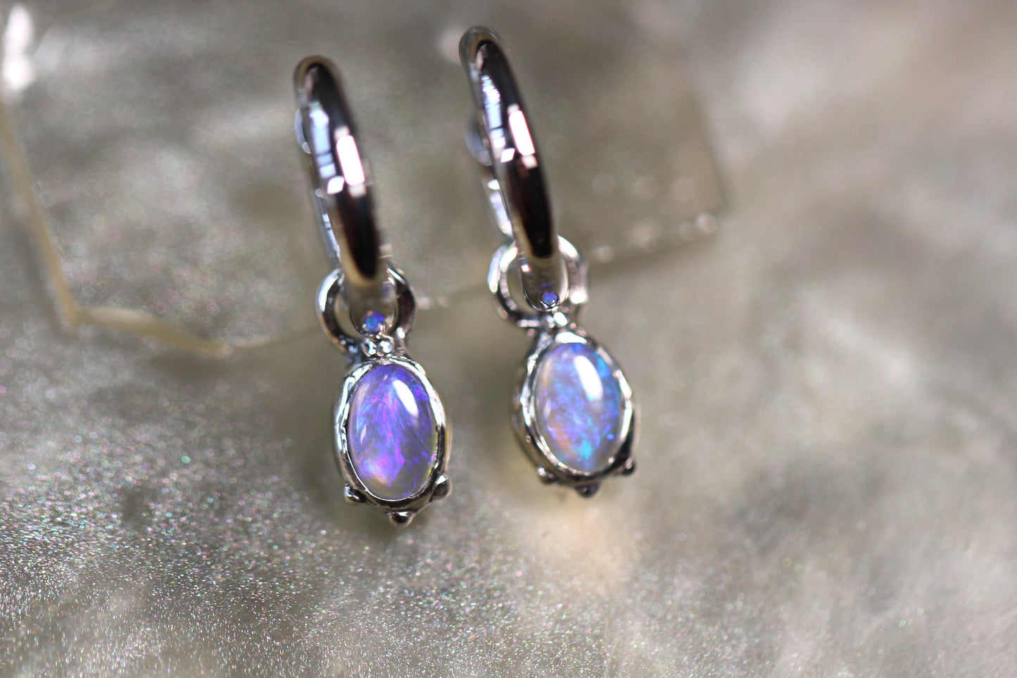 Lightning Ridge Opal and Sterling Silver Earrings