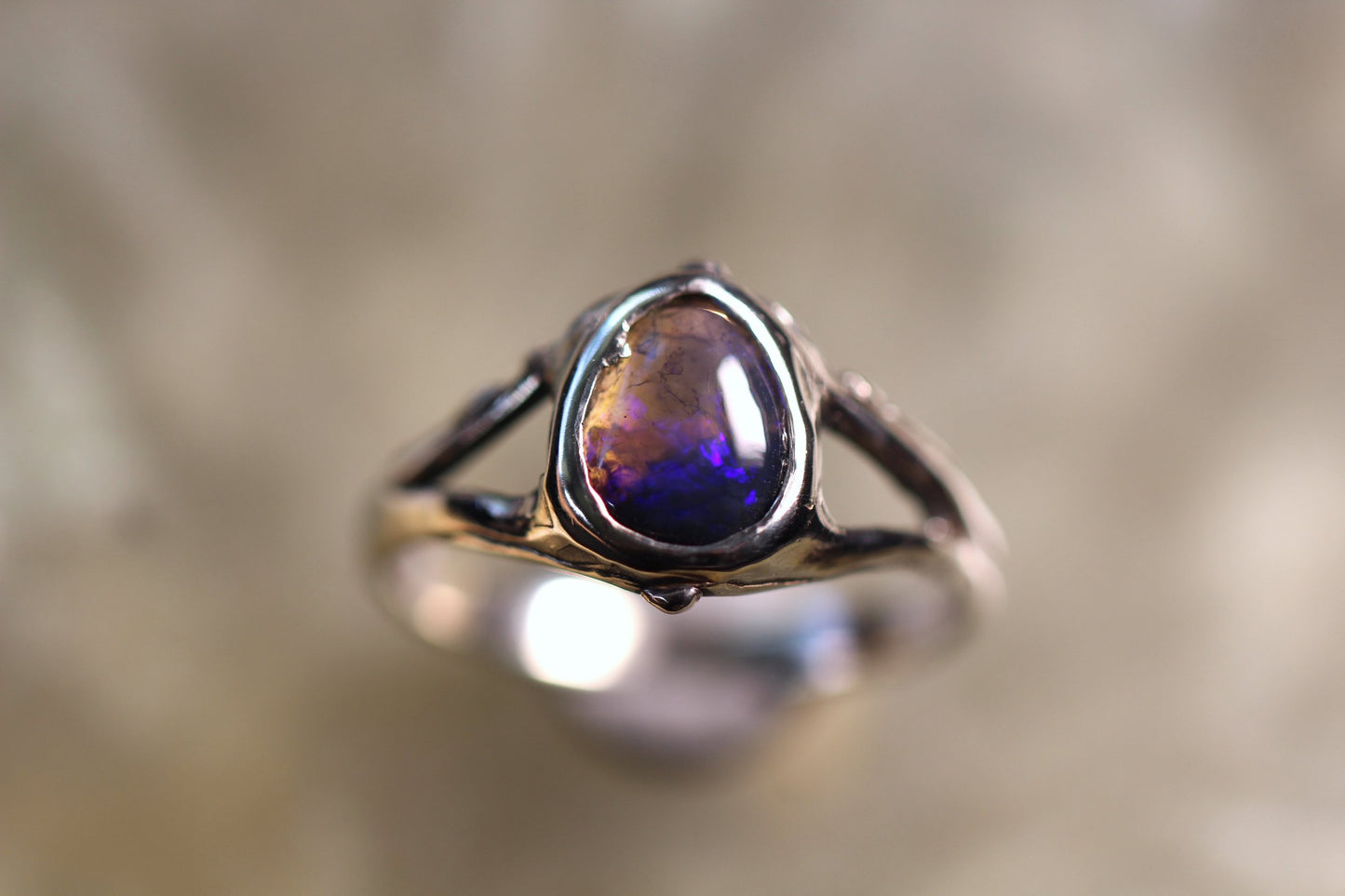 Lightning Ridge Opal and Sterling Silver Ring