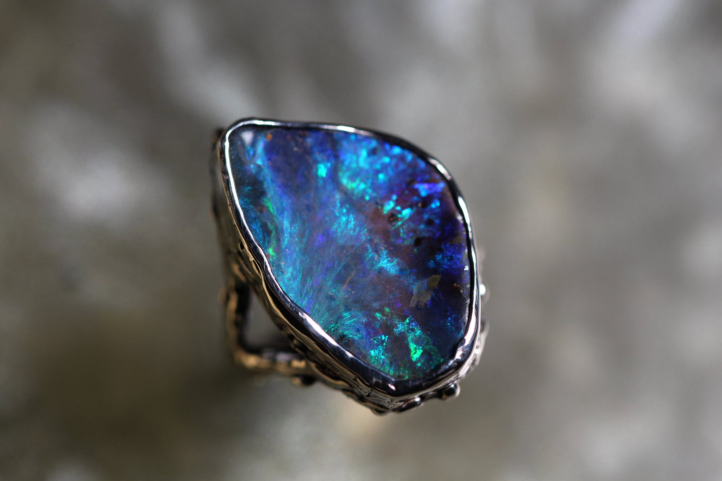 Boulder Opal and Sterling Silver Ring