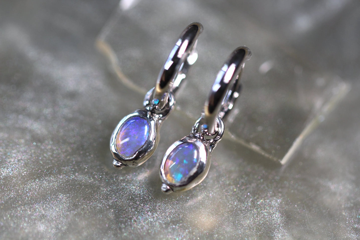 Lightning Ridge Opal and Sterling Silver Earrings