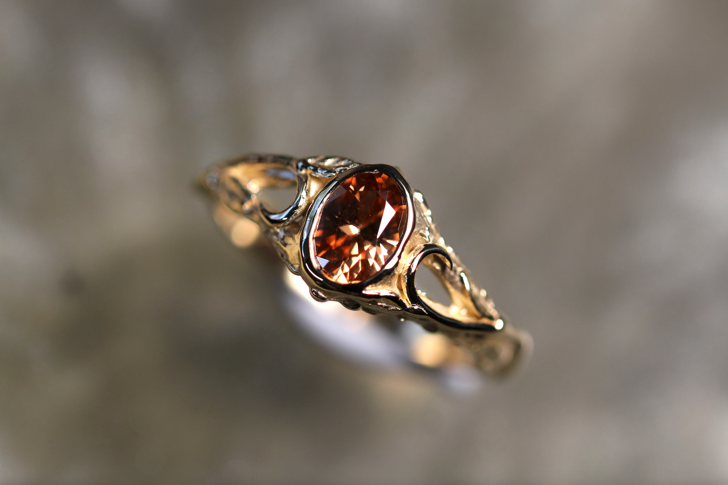 Australian Harts Range Zircon and Solid 9ct Yellow Gold Ring