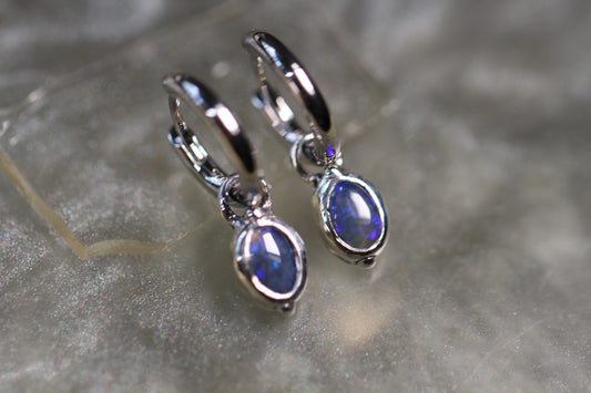 Lightning Ridge Opal and Sterling Silver Earrings