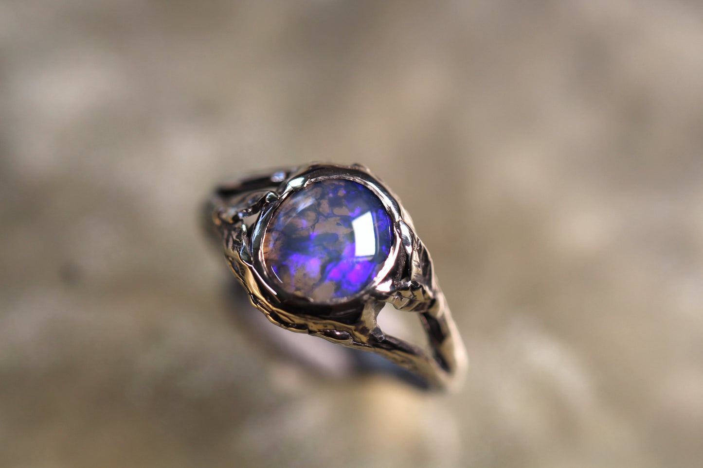 Lightning Ridge Opal and Sterling Silver Ring