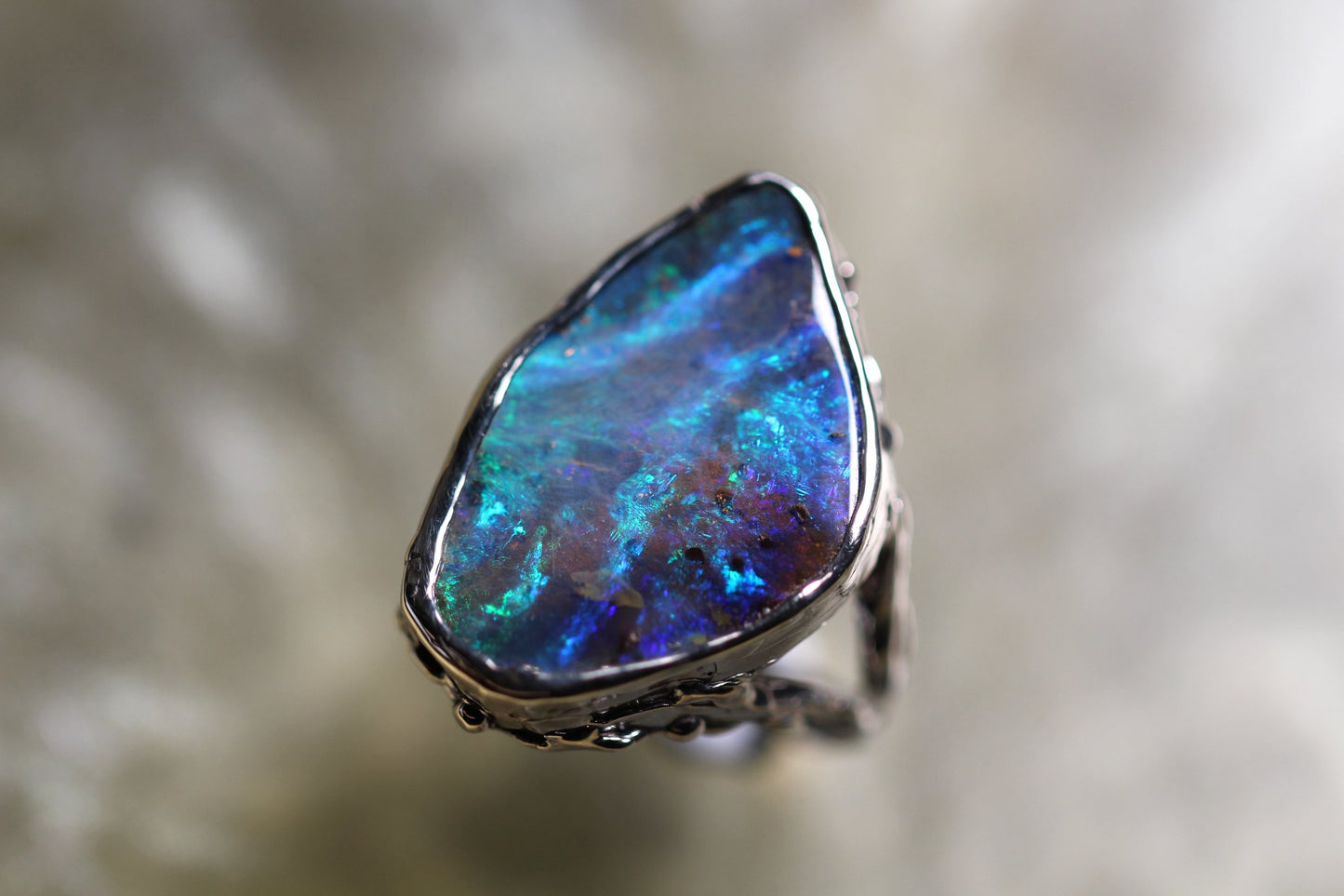 Boulder Opal and Sterling Silver Ring