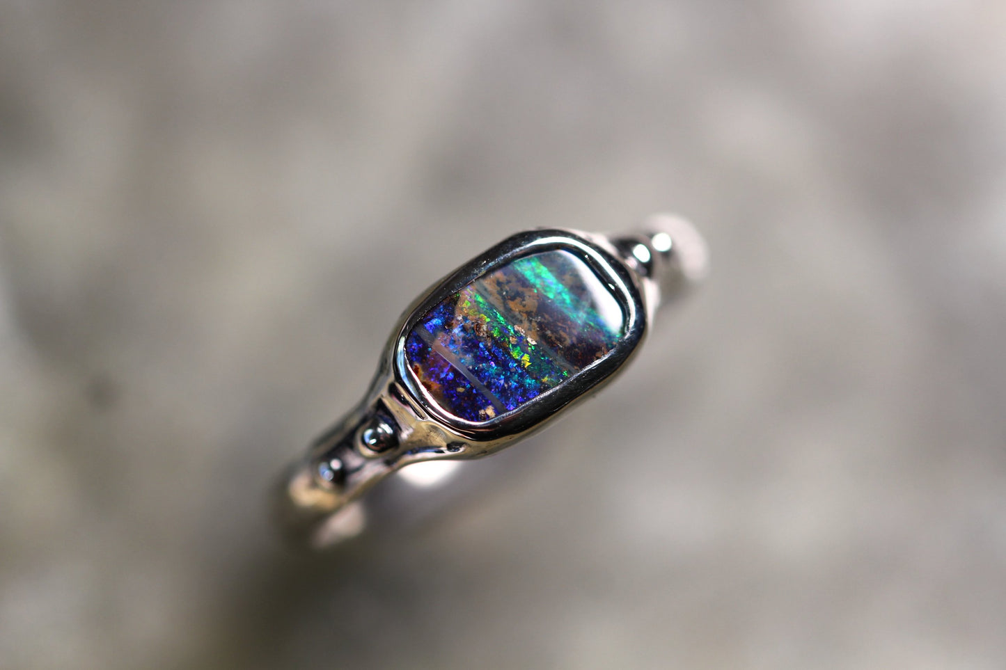 Boulder Opal and Sterling Silver Ring