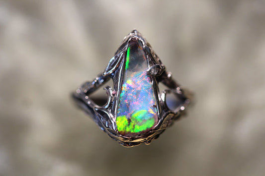 Boulder Opal and Sterling Silver Ring