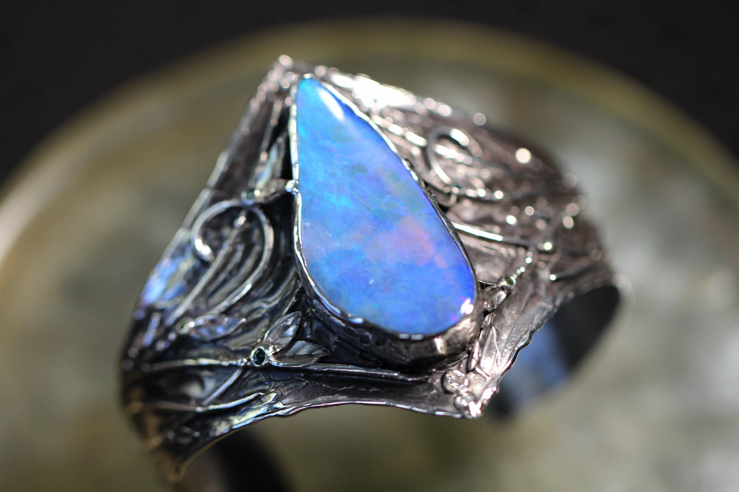 Boulder Opal and Sterling Silver Cuff