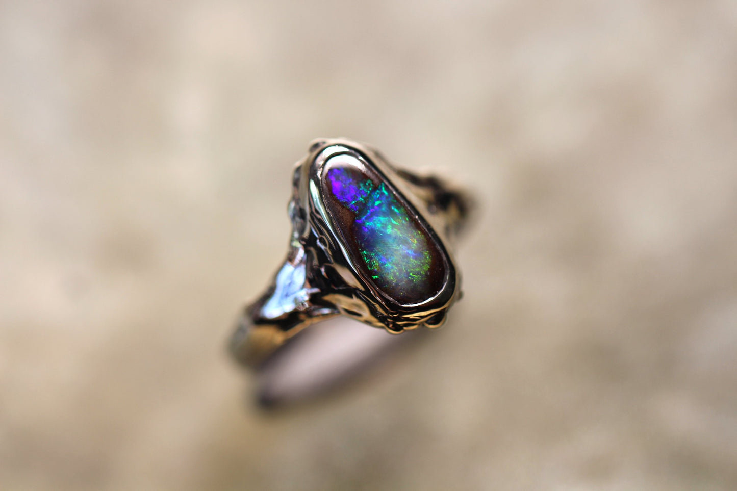 Boulder Opal and Sterling Silver Ring