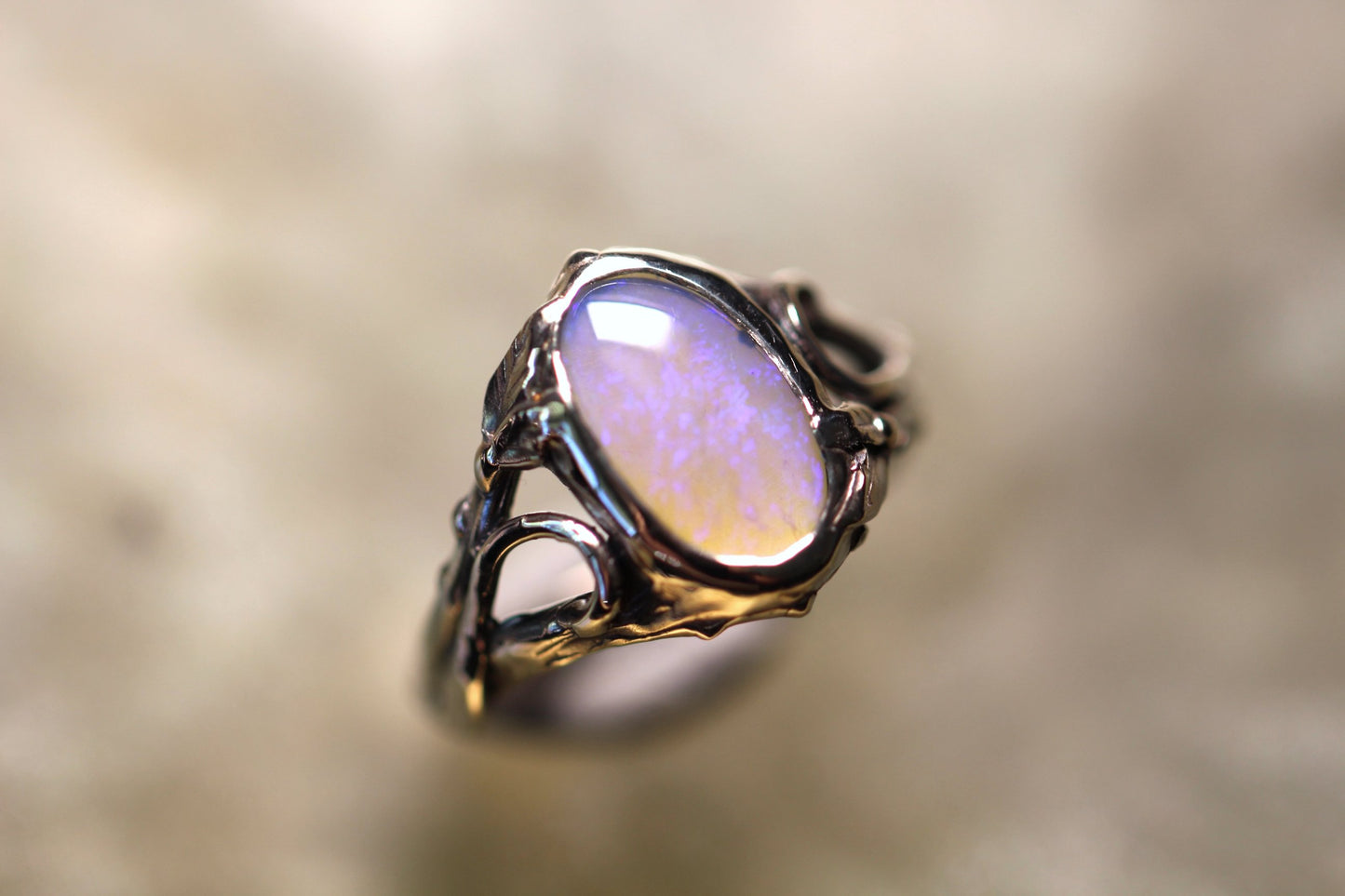 Lightning Ridge Opal and Sterling Silver Ring