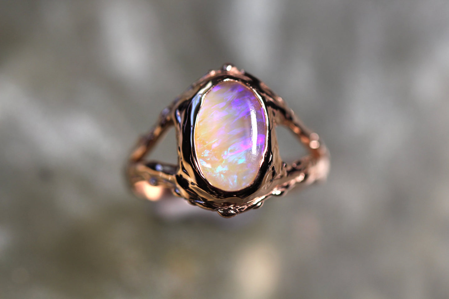 Boulder Opal and Solid 9ct Rose Gold Ring
