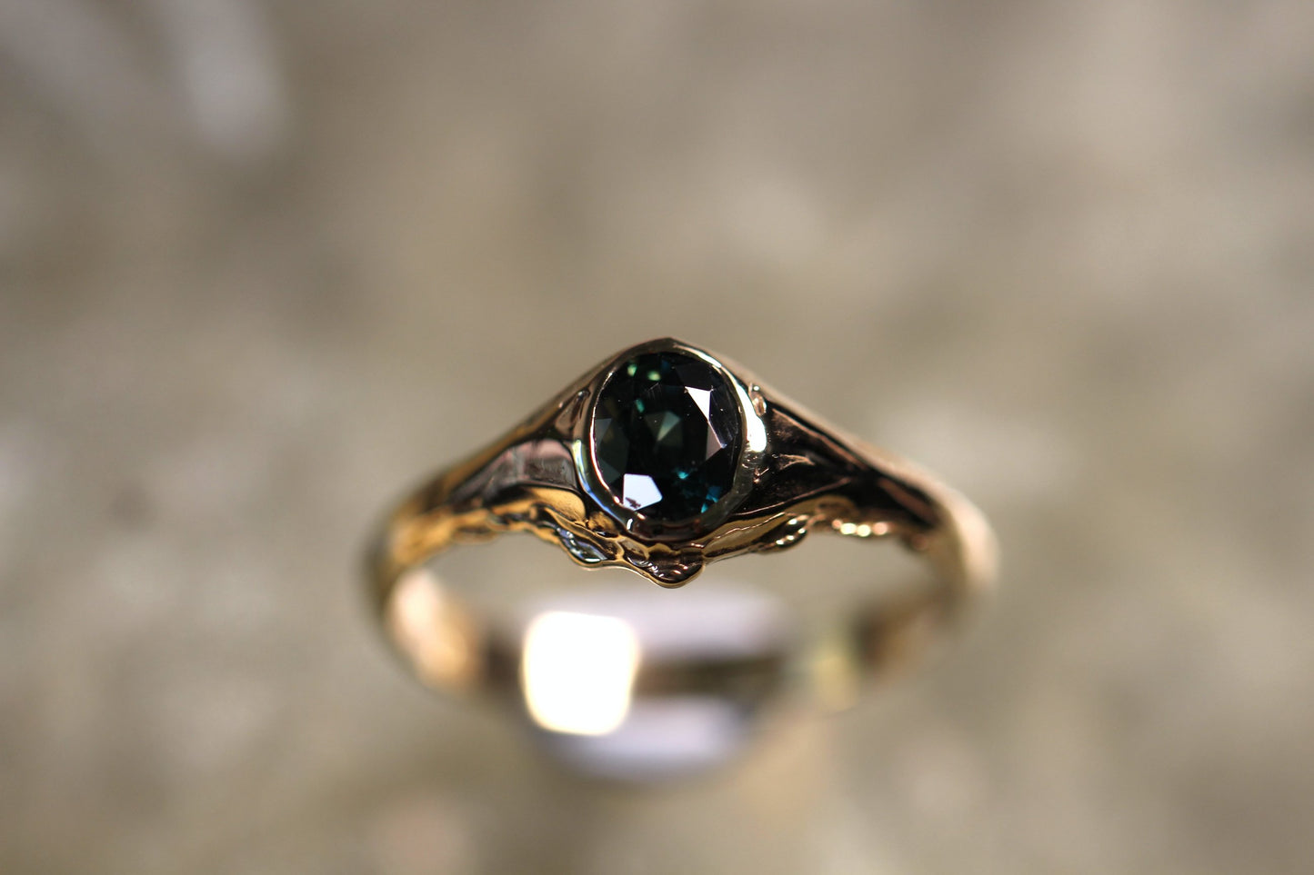 Australian Parti Sapphire and Solid 9ct Yellow Gold Ring