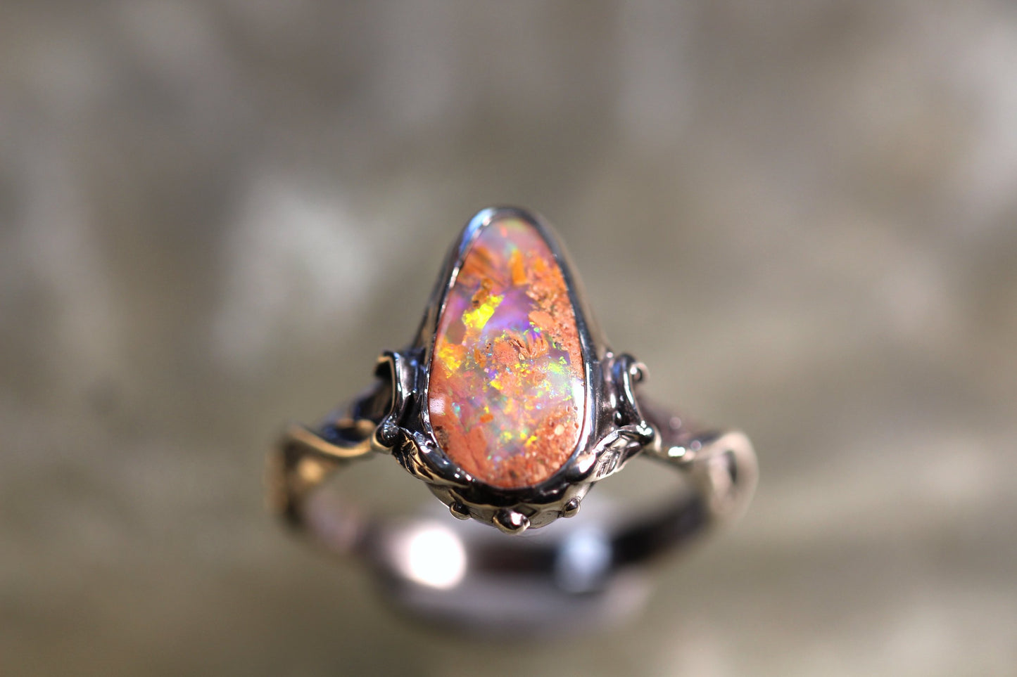 Pipe Opal and Sterling Silver Ring