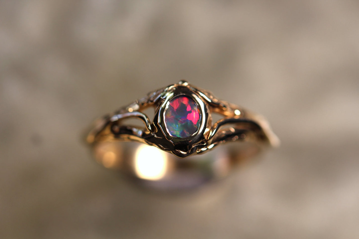 Lightning Ridge Opal and Solid 9ct Yellow Gold Ring