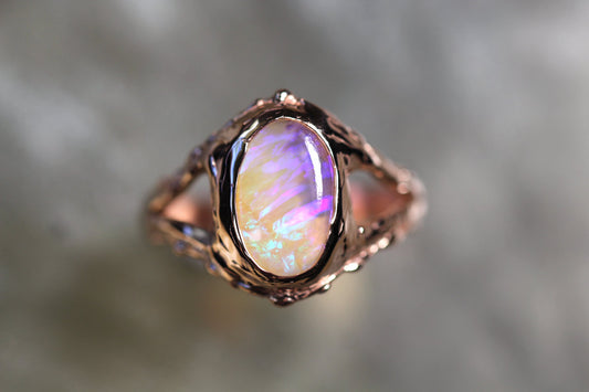 Boulder Opal and Solid 9ct Rose Gold Ring