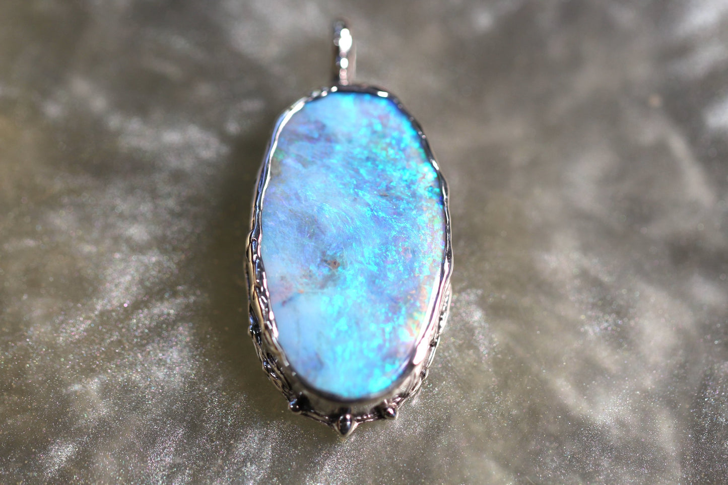 Boulder Opal and Sterling Silver Pendant